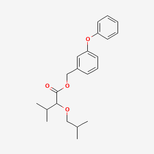 molecular formula C22H28O4 B12791472 Butanoic acid, 3-methyl-2-(2-methylpropoxy)-, (3-phenoxyphenyl)methyl ester CAS No. 67679-41-8