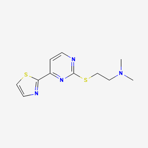 molecular formula C11H14N4S2 B12791484 Ethanamine, N,N-dimethyl-2-((4-(2-thiazolyl)-2-pyrimidinyl)thio)- CAS No. 83726-82-3