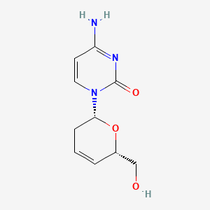 molecular formula C10H13N3O3 B12791572 2(1H)-Pyrimidinone, 4-amino-1-(3,6-dihydro-6-(hydroxymethyl)-2H-pyran-2-yl)-, (2R-cis)- CAS No. 132198-20-0