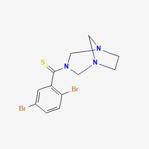 molecular formula C12H13Br2N3S B12791684 3-(2,5-Dibromobenzothioyl)-1,3,5-triazabicyclo(3.2.1)octane CAS No. 58789-67-6