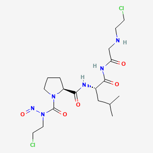 molecular formula C18H30Cl2N6O5 B12791749 Glycinamide, 1-(((2-chloroethyl)nitrosoamino)carbonyl)-L-prolyl-L-leucyl-N-(2-chloroethyl)- CAS No. 83472-50-8