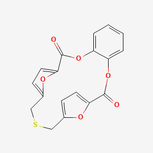 molecular formula C18H12O6S B12791771 3,10,22,23-tetraoxa-17-thiatetracyclo[17.2.1.112,15.04,9]tricosa-1(21),4,6,8,12,14,19-heptaene-2,11-dione CAS No. 71349-39-8