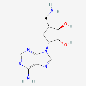 molecular formula C11H16N6O2 B12791826 Carbocyclic-2',3'-OH-4'-NH2 ara-adenosine CAS No. 118237-78-8