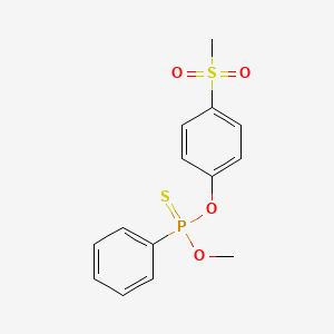molecular formula C14H15O4PS2 B12791899 Phenylphosphonothioic acid O-methyl O-(p-(methylsulfonyl)phenyl) ester CAS No. 86889-58-9