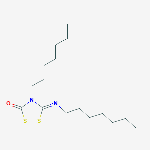 molecular formula C16H30N2OS2 B12791901 4-Heptyl-5-(heptylimino)-1,2,4-dithiazolidin-3-one CAS No. 5338-85-2