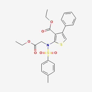 molecular formula C24H25NO6S2 B12791921 Ethyl 2-((2-ethoxy-2-oxoethyl)((4-methylphenyl)sulfonyl)amino)-4-phenyl-3-thiophenecarboxylate CAS No. 53976-17-3
