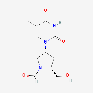 molecular formula C11H15N3O4 B12791937 N-Formyl-cis-4-(thymin-1-yl)-D-prolinol CAS No. 121330-18-5