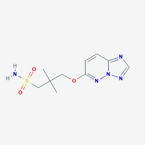 molecular formula C10H15N5O3S B127920 6-(2,2-Dimethyl-3-sulfamoyl-1-propoxy)(1,2,4)triazolo(1,5-b)pyridazine CAS No. 152537-14-9