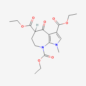 molecular formula C18H24N2O7 B12792072 Triethyl 1-methyl-4-oxo-4,5,6,7-tetrahydropyrrolo(2,3-b)azepine-3,5,8(1H)-tricarboxylate CAS No. 77557-55-2