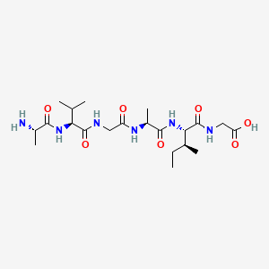molecular formula C21H38N6O7 B12792082 NH2-Ala-Val-Gly-Ala-Ile-Gly-COOH CAS No. 129399-72-0