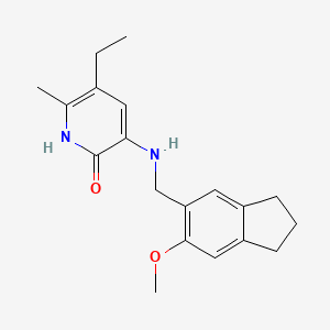 molecular formula C19H24N2O2 B12792107 2(1H)-Pyridinone, 3-(((2,3-dihydro-6-methoxy-1H-inden-5-yl)methyl)amino)-5-ethyl-6-methyl- CAS No. 139548-21-3