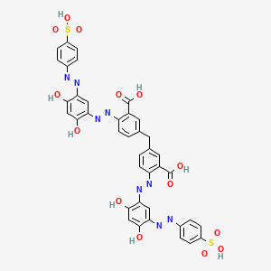 molecular formula C39H28N8O14S2 B12792249 Benzoic acid, 3,3'-methylenebis(6-((2,4-dihydroxy-5-((4-sulfophenyl)azo)phenyl)azo)- CAS No. 73507-51-4