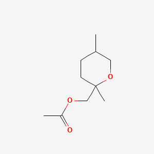 molecular formula C10H18O3 B12792271 2H-Pyran-2-methanol, tetrahydro-2,5-dimethyl-, acetate CAS No. 85392-31-0