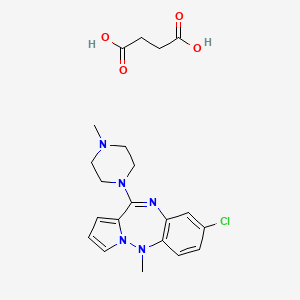 molecular formula C21H26ClN5O4 B12792287 8-Chloro-5-methyl-11-(4-methylpiperazin-1-yl)-5H-pyrrolo(1,2-b)(1,2,5)benzotriazepine succinate CAS No. 79700-41-7