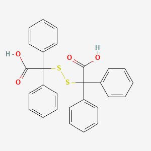 molecular formula C28H22O4S2 B12792309 Benzeneacetic acid, a,a'-dithiobis(a-phenyl- CAS No. 21089-44-1