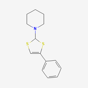 molecular formula C14H17NS2 B12792337 1-(4-Phenyl-1,3-dithiol-2-yl)piperidine CAS No. 24372-76-7