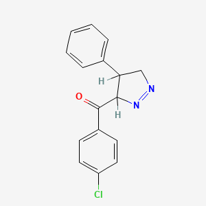 molecular formula C16H13ClN2O B12792352 (4-Chlorophenyl)(4-phenyl-4,5-dihydro-3H-pyrazol-3-yl)methanone CAS No. 6631-08-9