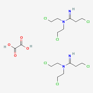 molecular formula C16H28Cl6N4O4 B12792479 N,N-Bis(chloroethyl)-3-chloropropionamidine hemioxalate dihydrate CAS No. 89353-73-1