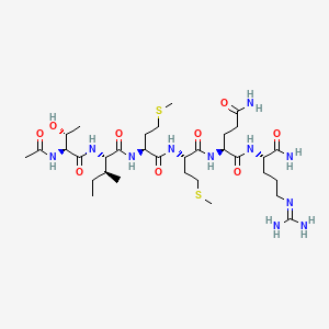 molecular formula C33H61N11O9S2 B12792527 Ac-ThrIleMetMetGlnArg-NH2 CAS No. 133569-12-7