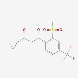 molecular formula C14H13F3O4S B127927 1-Cyclopropyl-3-[2-(methylsulfonyl)-4-(trifluoromethyl)phenyl]-1,3-propanedione CAS No. 141112-23-4