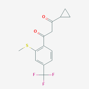 molecular formula C14H13F3O2S B127928 1-Cyclopropyl-3-(2-methylthio-4-trifluoromethylphenyl)-1,3-propanedione CAS No. 161462-35-7