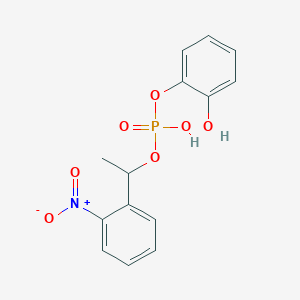 molecular formula C14H14NO7P B127932 2-Hydroxyphenyl 1-(2-nitrophenyl)ethyl phosphate CAS No. 154187-39-0