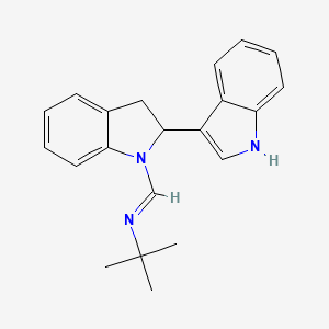 molecular formula C21H23N3 B12793804 N-tert-butyl-1-[2-(1H-indol-3-yl)-2,3-dihydroindol-1-yl]methanimine CAS No. 42011-54-1
