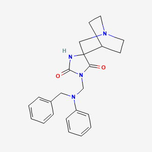 molecular formula C23H26N4O2 B12793837 Spiro(1-azabicyclo(2.2.2)octane-3,4'-imidazolidine)-2',5'-dione, 1'-((phenyl(phenylmethyl)amino)methyl)- CAS No. 81547-29-7