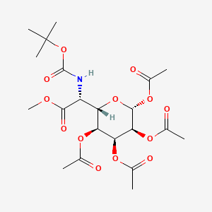molecular formula C21H31NO13 B12793863 L-glycero-beta-L-allo-Heptopyranuronic acid,6-deoxy-6-(((1,1-dimethylethoxy)carbonyl)amino)-, methyl ester, 1,2,3,4-tetraacetate CAS No. 136523-34-7