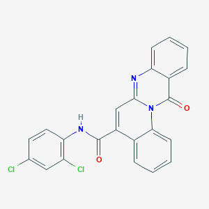 molecular formula C23H13Cl2N3O2 B12793908 N-(2,4-Dichlorophenyl)-12-oxo-12H-quino[2,1-b]quinazoline-5-carboxamide CAS No. 137522-72-6