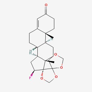 molecular formula C23H31FO5 B12793913 (8r,9s,10r,13s,14s,16s,17r)-16-Fluoro-10,13-dimethyl-1,6,7,8,9,10,11,12,13,14,15,16-dodecahydrodispiro[cyclopenta[a]phenanthrene-17,4'-[1,3]dioxolane-5',4''-[1,3]dioxolan]-3(2h)-one CAS No. 2820-85-1
