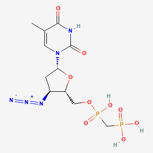 molecular formula C11H17N5O9P2 B12793918 Thymidine, 3'-azido-3'-deoxy-, 5'-(hydrogen (phosphonomethyl)phosphonate) CAS No. 115991-79-2