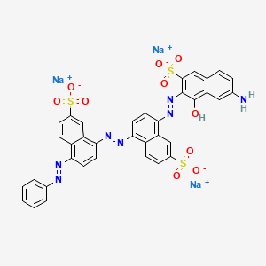 molecular formula C36H22N7Na3O10S3 B12794022 8-((7-Amino-1-hydroxy-3-sulpho-2-naphthyl)azo)-5-((4-(phenylazo)-7-sulpho-1-naphthyl)azo)naphthalene-2-sulphonic acid, sodium salt CAS No. 85283-65-4