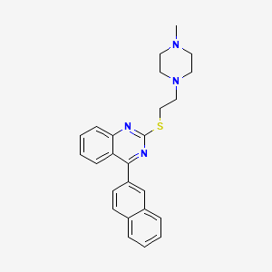 molecular formula C25H26N4S B12794034 Quinazoline, 2-((2-(4-methyl-1-piperazinyl)ethyl)thio)-4-(2-naphthalenyl)- CAS No. 129224-77-7