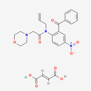 molecular formula C26H27N3O9 B12794057 N-Allyl-2'-benzoyl-4'-nitro-2-morpholinoacetanilide maleate CAS No. 77801-43-5