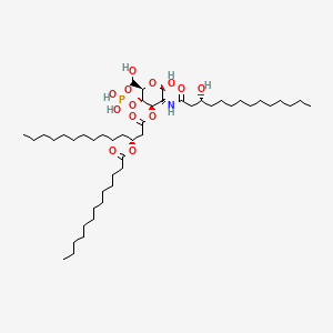 molecular formula C47H90NO13P B12794078 D-Glucose, 2-deoxy-2-((3-hydroxy-1-oxotetradecyl)amino)-, 4-(dihydrogen phosphate) 3-(3-((1-oxotridecyl)oxy)tetradecanoate), (2(R),3(R))- CAS No. 125034-36-8