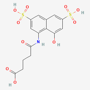 molecular formula C15H15NO10S2 B12794109 Pentanoic acid, 5-((8-hydroxy-3,6-disulfo-1-naphthalenyl)amino)-5-oxo- CAS No. 144790-70-5