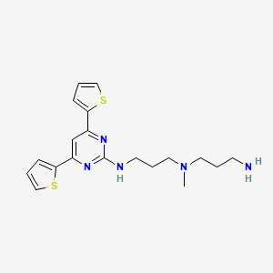 molecular formula C19H25N5S2 B12794157 1,3-Propanediamine, N-(3-aminopropyl)-N'-(4,6-di-2-thienyl-2-pyrimidinyl)-N-methyl- CAS No. 124959-58-6