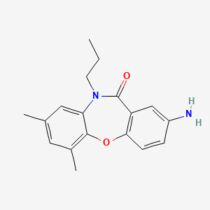 molecular formula C18H20N2O2 B12794208 2-Amino-6,8-dimethyl-10-propyl-dibenz(b,f)(1,4)oxazepin-11-(10H)-one CAS No. 140412-97-1
