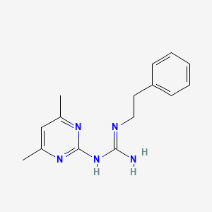 molecular formula C15H19N5 B12794273 N-(4,6-Dimethyl-2-pyrimidinyl)-N'-(2-phenylethyl)guanidine CAS No. 55474-82-3