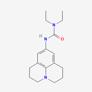 molecular formula C17H25N3O B12794323 Urea, 1,1-diethyl-3-(2,3,6,7-tetrahydro-1H,5H-benzo(ij)quinolizin-9-yl)- CAS No. 102433-22-7