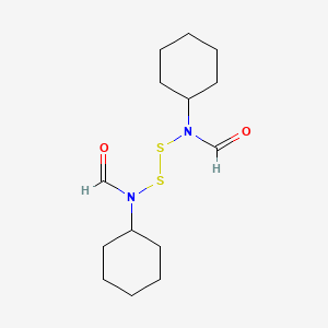 molecular formula C14H24N2O2S2 B12794356 Formamide, N, (N'-dithiobis(N-cyclohexyl-) CAS No. 59226-72-1