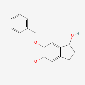 molecular formula C17H18O3 B12794409 5-methoxy-6-phenylmethoxy-2,3-dihydro-1H-inden-1-ol CAS No. 3199-72-2