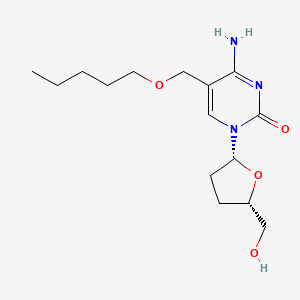 molecular formula C15H25N3O4 B12794415 Cytidine, 2',3'-dideoxy-5-((pentyloxy)methyl)- CAS No. 133697-52-6