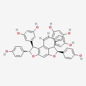 molecular formula C42H32O9 B12794420 Gnetin H, cis- CAS No. 1261292-13-0
