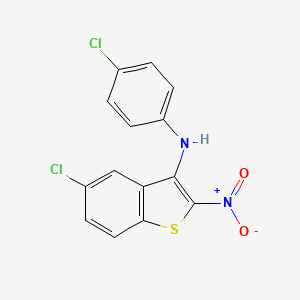 molecular formula C14H8Cl2N2O2S B12794450 5-Chloro-N-(4-chlorophenyl)-2-nitrobenzo(b)thiophen-3-amine CAS No. 149338-25-0