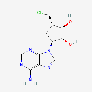 molecular formula C11H14ClN5O2 B12794491 Carbocyclic-2',3'-OH-4'-Cl ara-adenosine CAS No. 118333-14-5