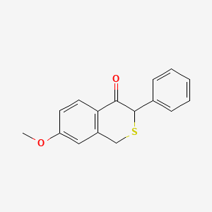 molecular formula C16H14O2S B12794499 7-Methoxy-3-phenyl-1H-isothiochromen-4(3H)-one CAS No. 7037-35-6