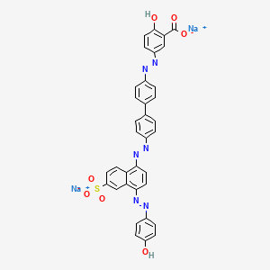 molecular formula C35H22N6Na2O7S B12794501 Disodium 2-hydroxy-5-((4'-((4-((4-hydroxyphenyl)azo)-6-sulfo-1-naphthalenyl)azo)(1,1'-biphenyl)-4-yl)azo)benzoate CAS No. 8003-50-7