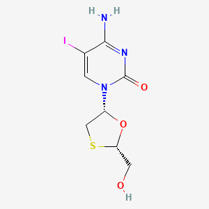 molecular formula C8H10IN3O3S B12794529 2(1H)-Pyrimidinone, 4-amino-1-(2-(hydroxymethyl)-1,3-oxathiolan-5-yl)-5-iodo-, (2S-cis)- CAS No. 137530-44-0